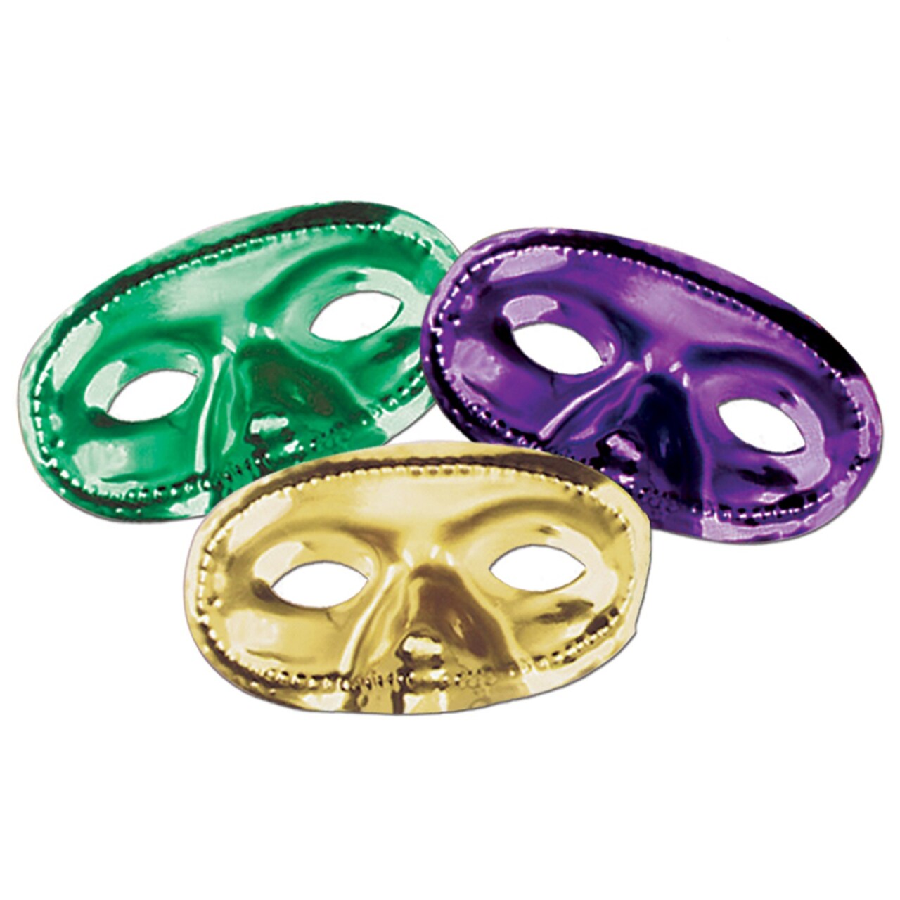 Party Central Club Pack of 24 Green, Purple, and Gold Masquerade Unisex Adult Half Masks - One Size